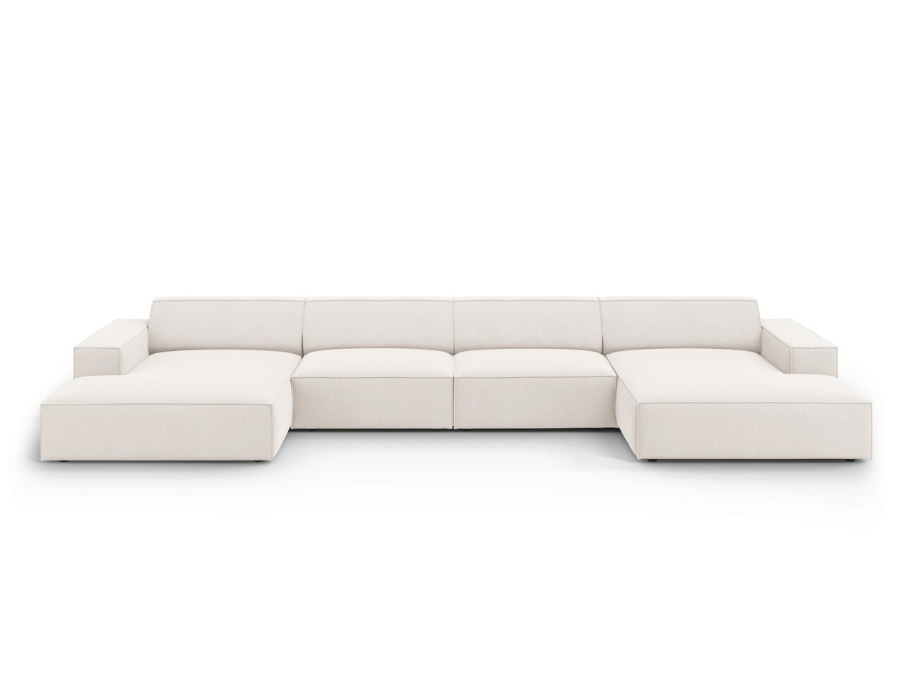 Canapea panoramica 6 locuri, Jodie, Micadoni Home, BL, 364x166x70 cm, poliester, bej deschis Canapele